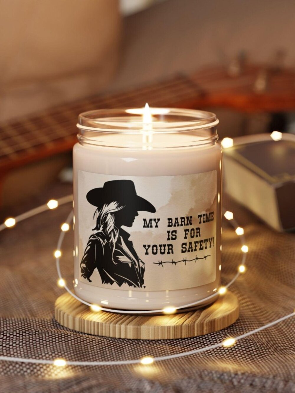 Cowgirl Barn Time Candle, Scented Soy Candle, 9oz Custom Horse Lovers Candle